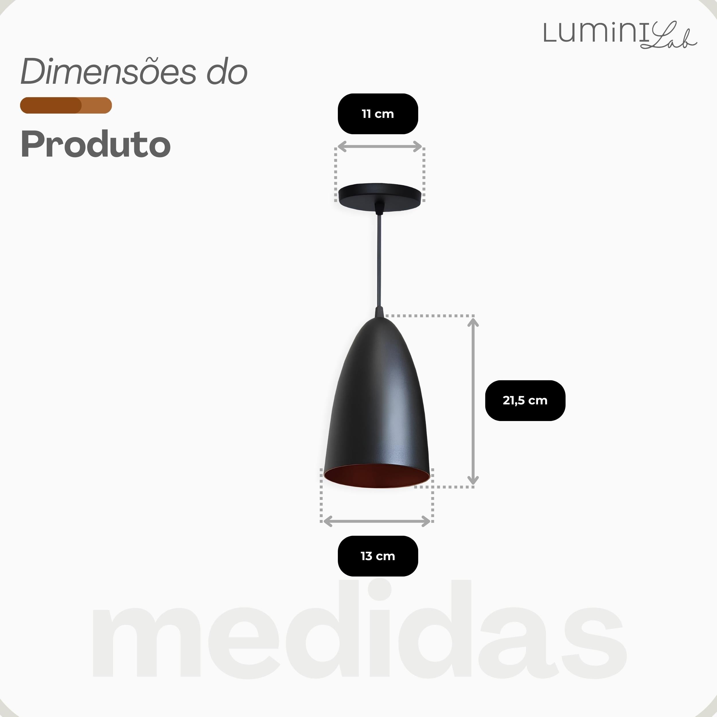 Pendente Bala Aluminio Teto E27 1 Luz Lumini Lab