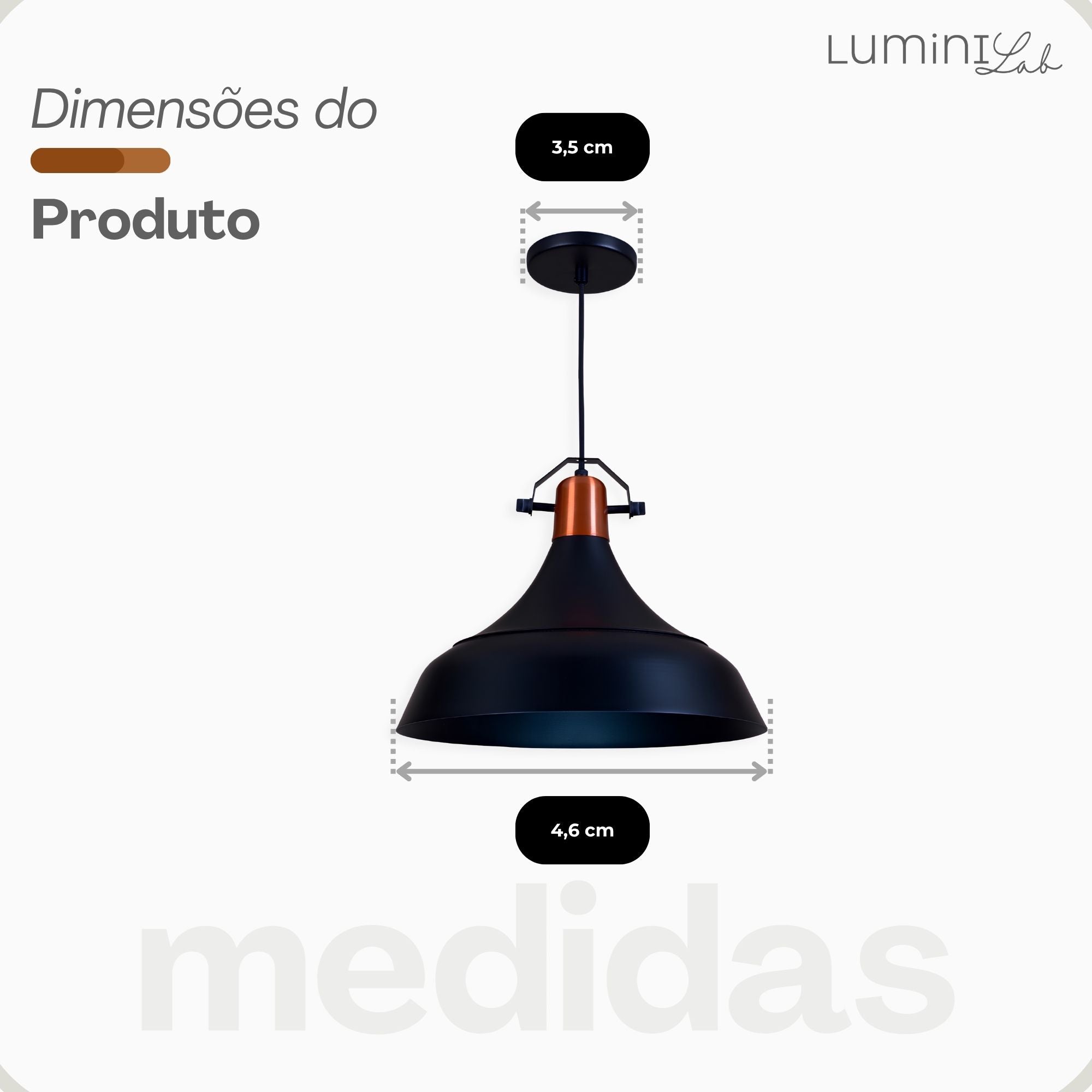 Pendente Vintage Retro Aluminio Teto E27 1 Luz Lumini Lab