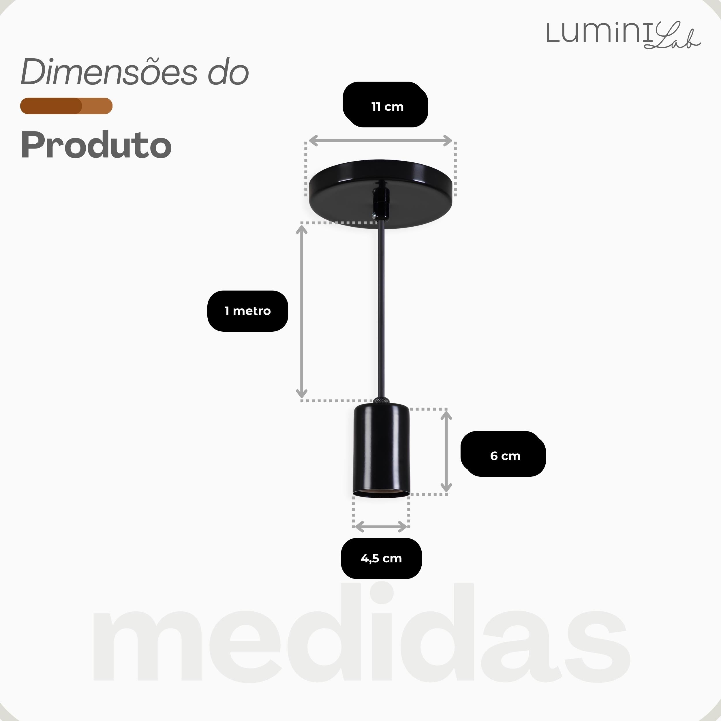 Pendente Copinho Aluminio Teto E27 1 Luz Lumini Lab
