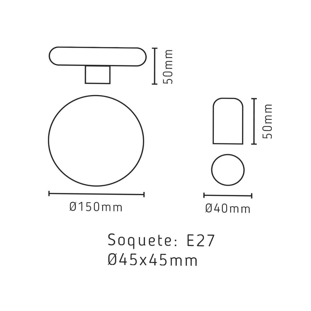 Plafon Plafonier Aluminio Teto E27 1 Luz Lumini Lab