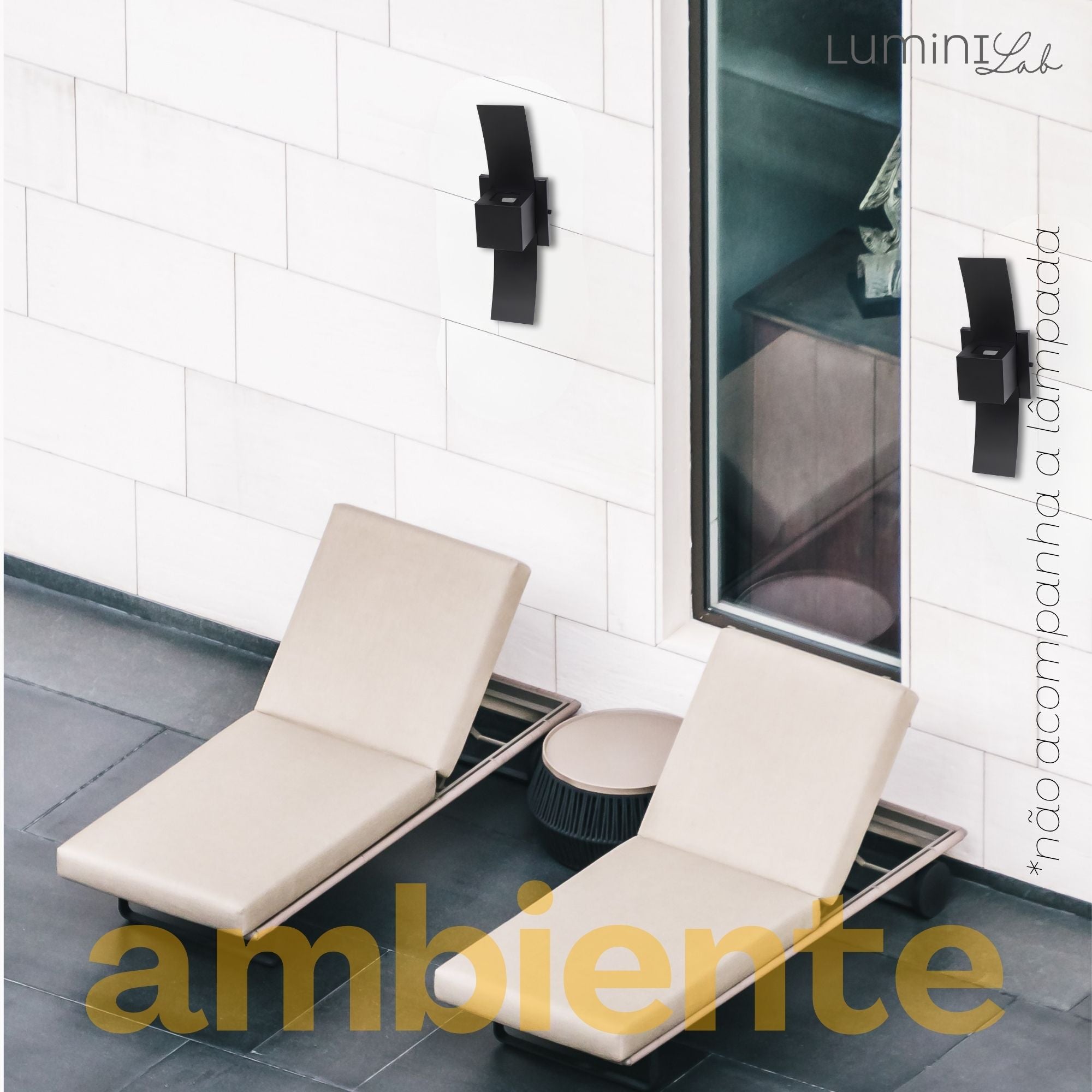 Arandela Box com Aba Aluminio 2 Fachos Parede 1 Luz G9 Bivolt Lumini Lab