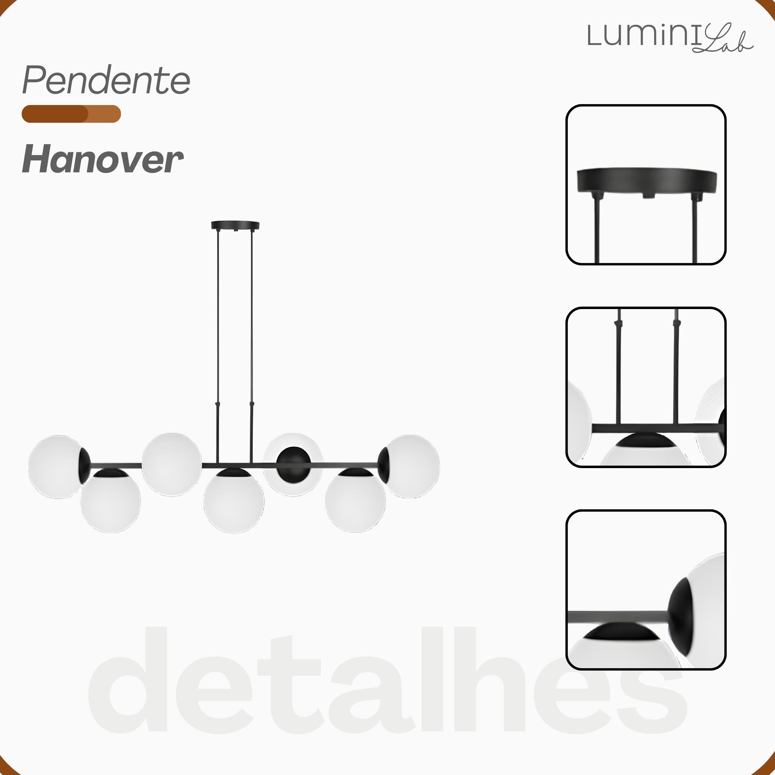 Pendente Hanover Aluminio D15 Teto E27 7 Luzes Lumini Lab