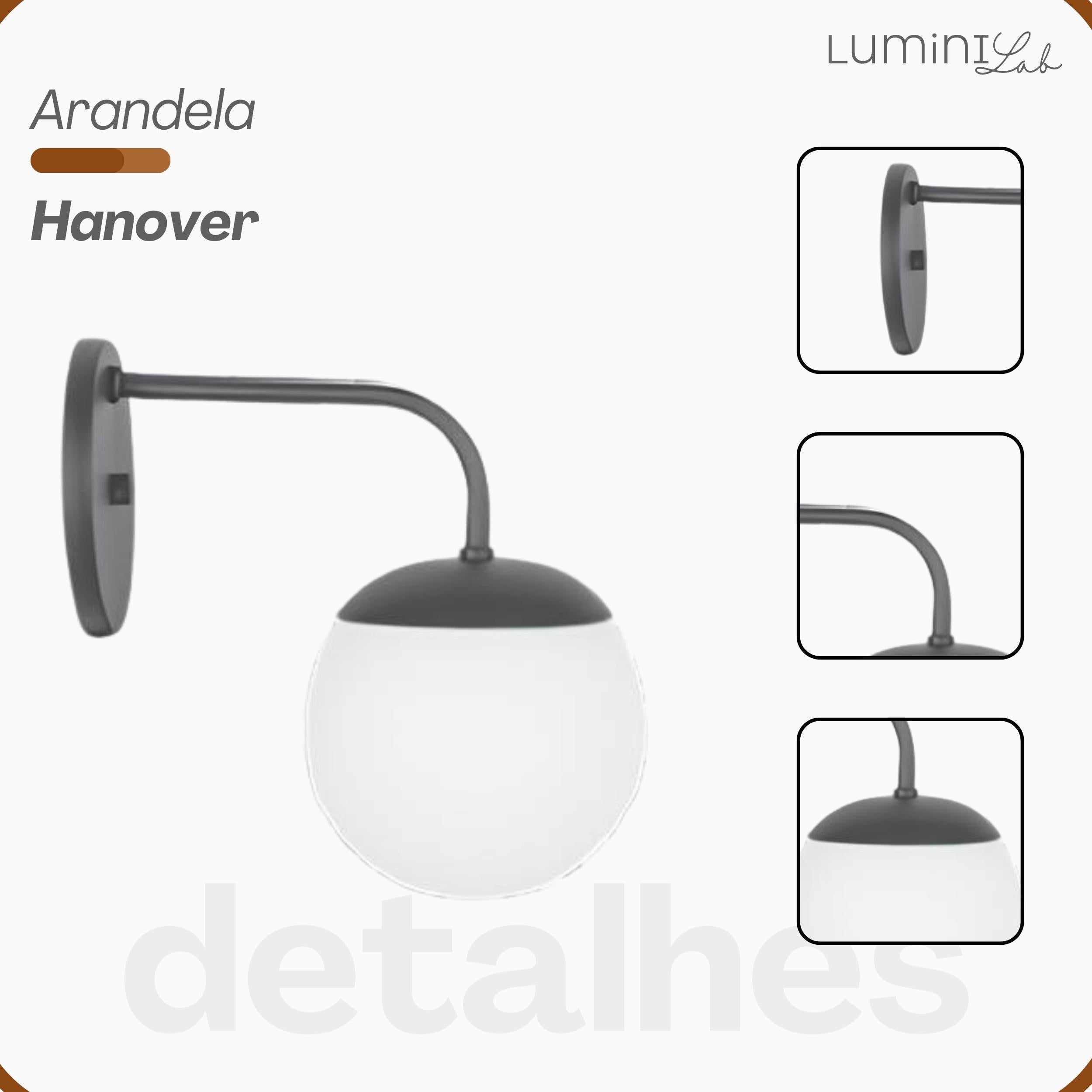 Arandela Hanover Aluminio D12 Parede G9 1 Luz Lumini Lab