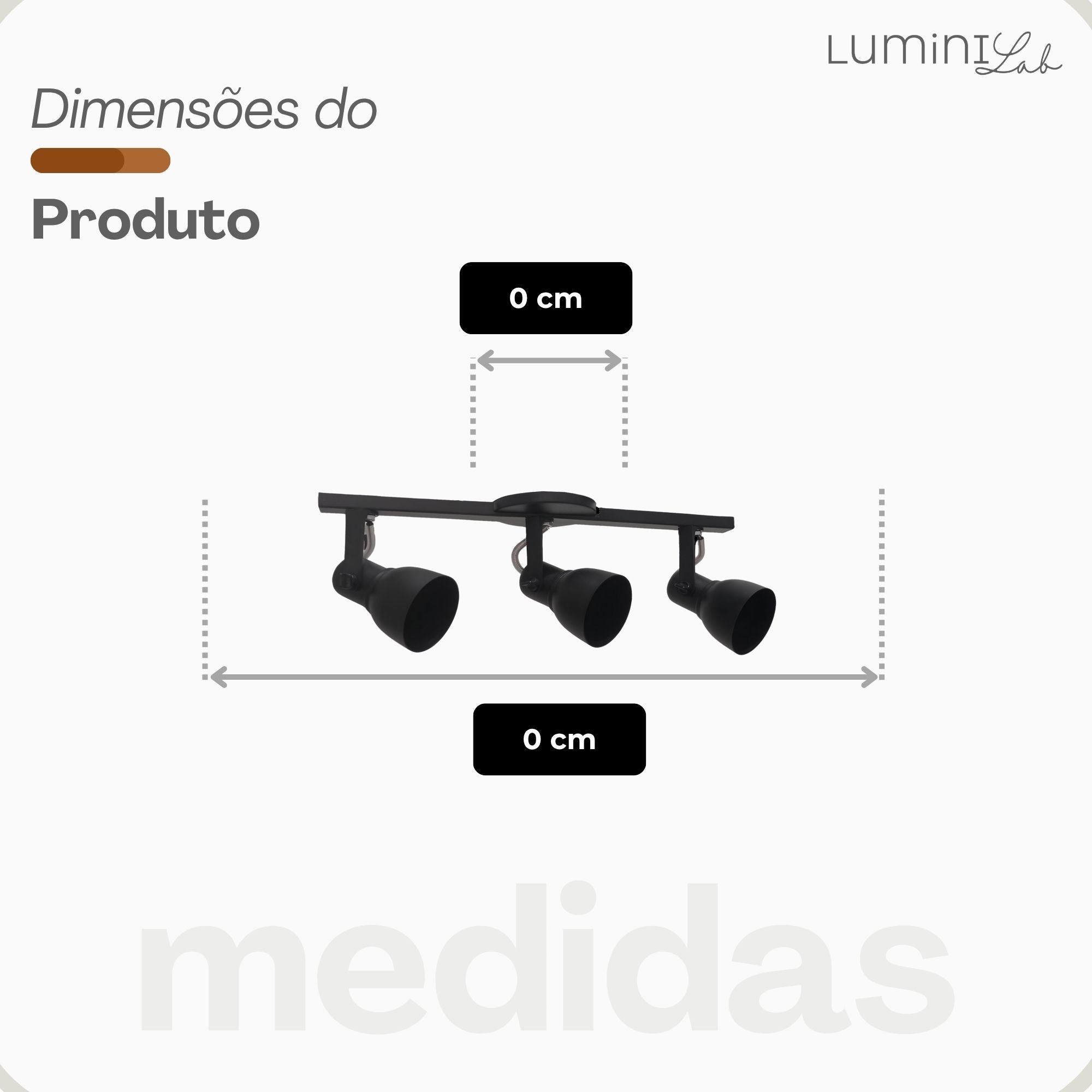 Spot Trilho Light Aluminio Teto E27 3 Luzes Lumini Lab