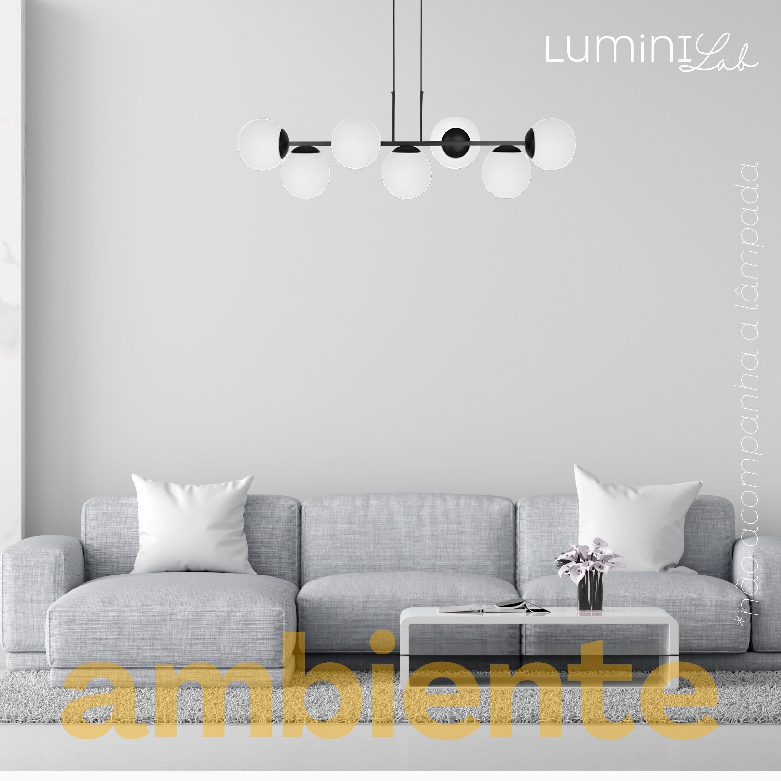 Pendente Hanover Aluminio D15 Teto E27 7 Luzes Lumini Lab