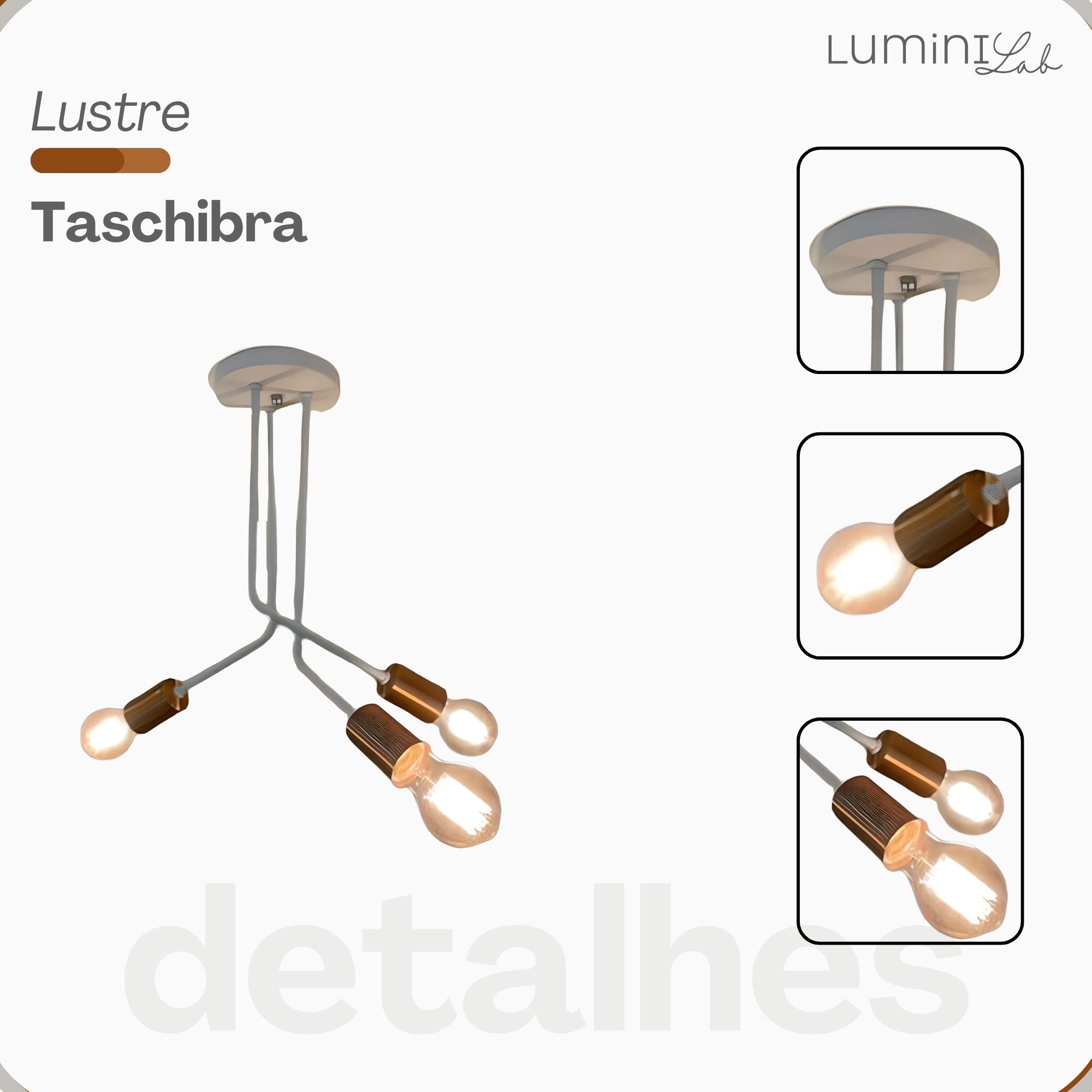 Plafon Lumiviva Aluminio Teto 3 Luzes E27 Bivolt Lumini Lab