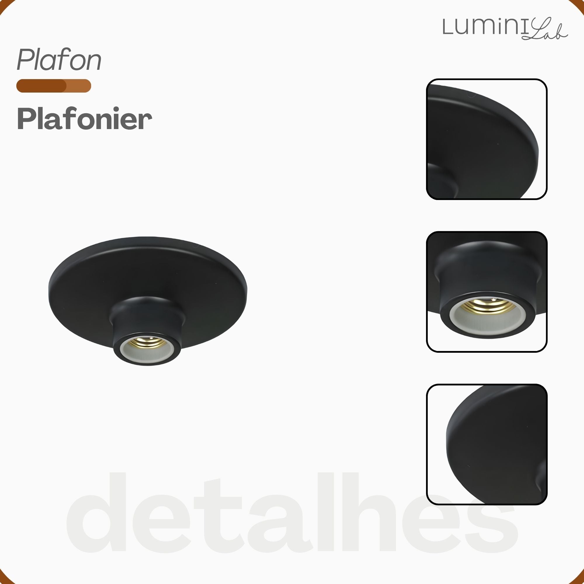 Plafon Plafonier Aluminio Teto E27 1 Luz Lumini Lab