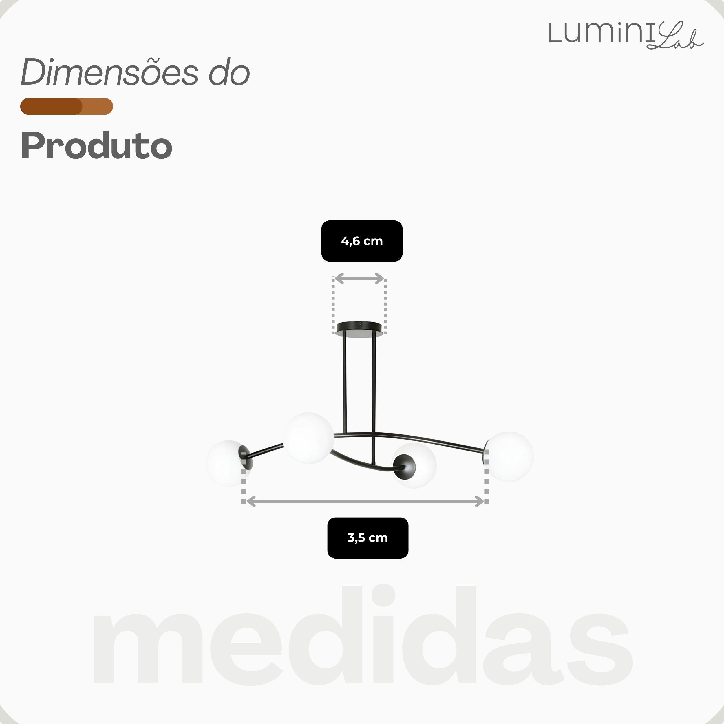 Plafon Halldor Aluminio Teto 4 Luzes G9 D12 Bivolt Lumini Lab
