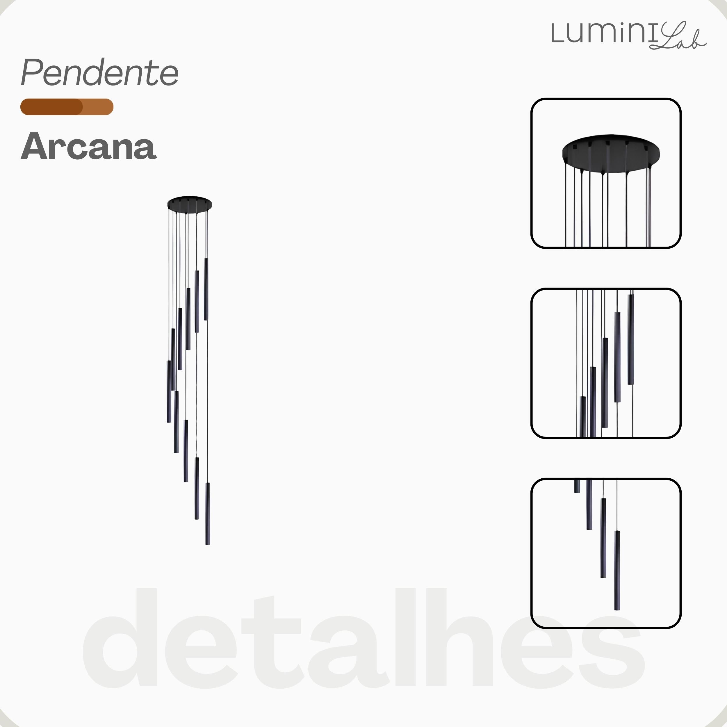 Pendente Arcana Aluminio Teto Cabo 1 metro 10 Luzes GU10 Bivolt Lumini Lab
