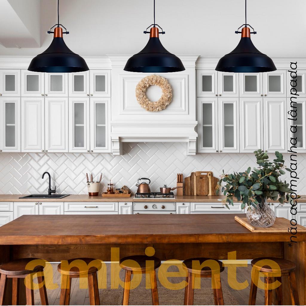 Pendente Vintage Retro Aluminio Teto E27 1 Luz Lumini Lab