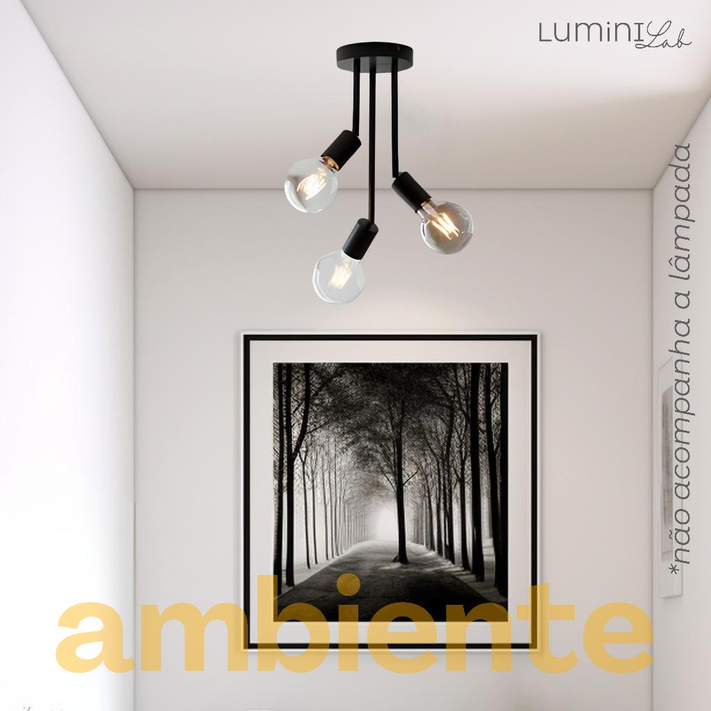 Plafon Koppla Aluminio Teto 3 Luzes E27 Bivolt Lumini Lab