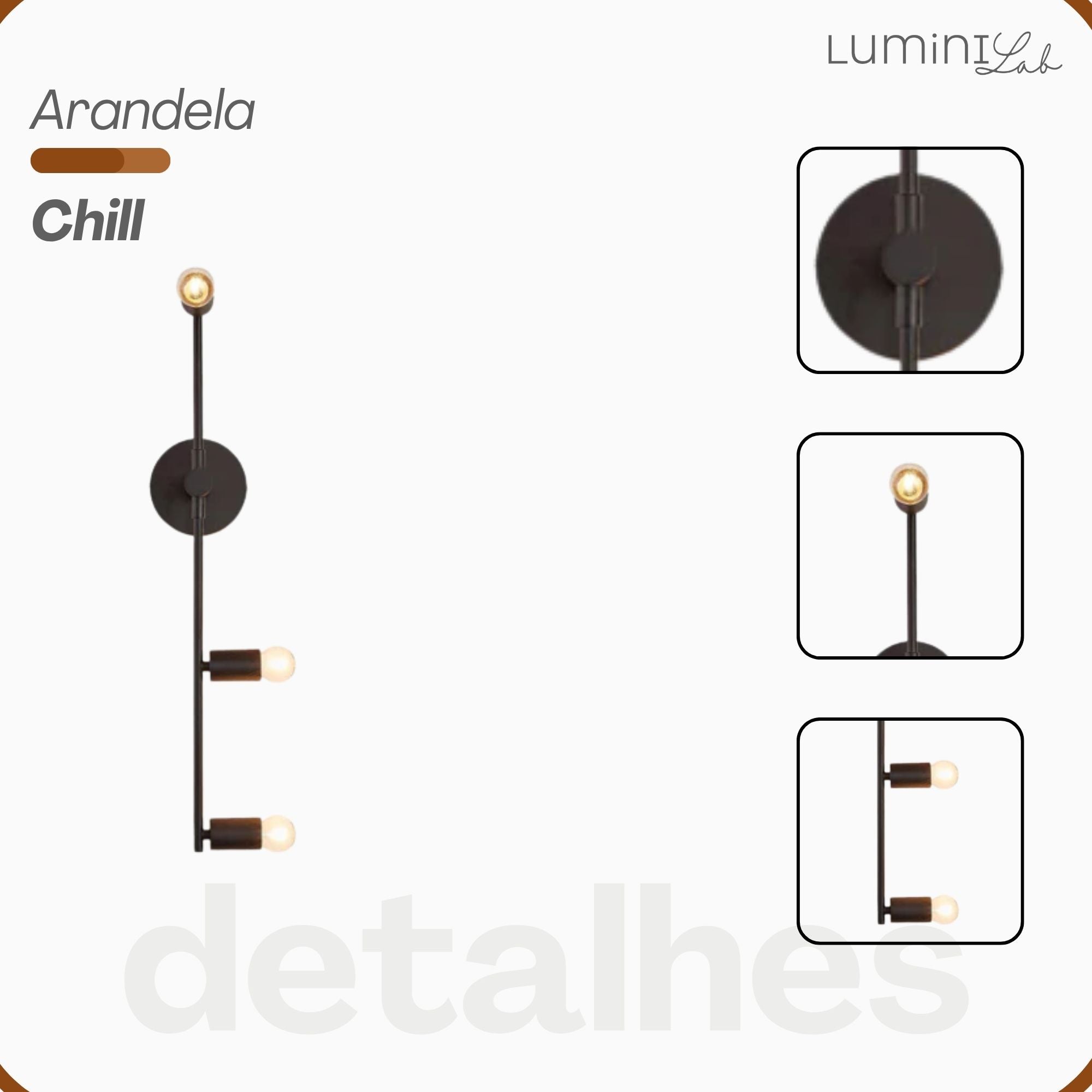 Arandela Chill Aluminio Parede 3 Luzes E27 Bivolt Lumini Lab