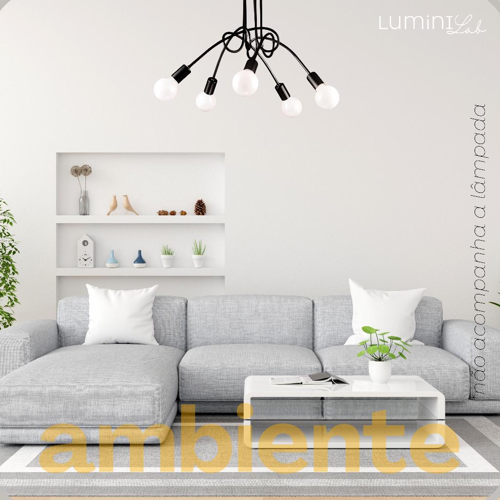 Plafon Laço Aluminio Teto E27 5 Luzes Lumini Lab