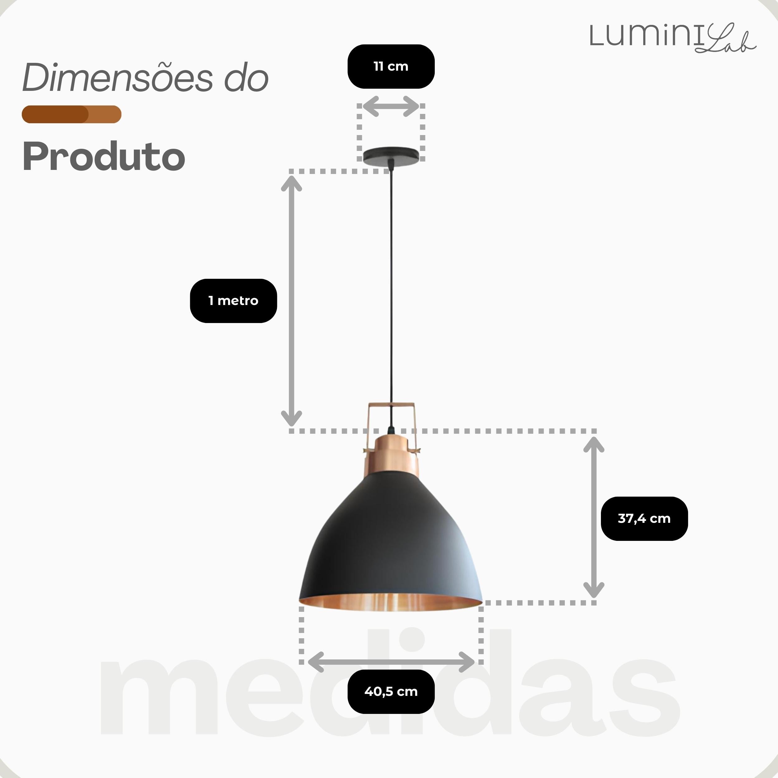 Pendente Aveiro 400 Aluminio Teto E27 1 Luz Lumini Lab
