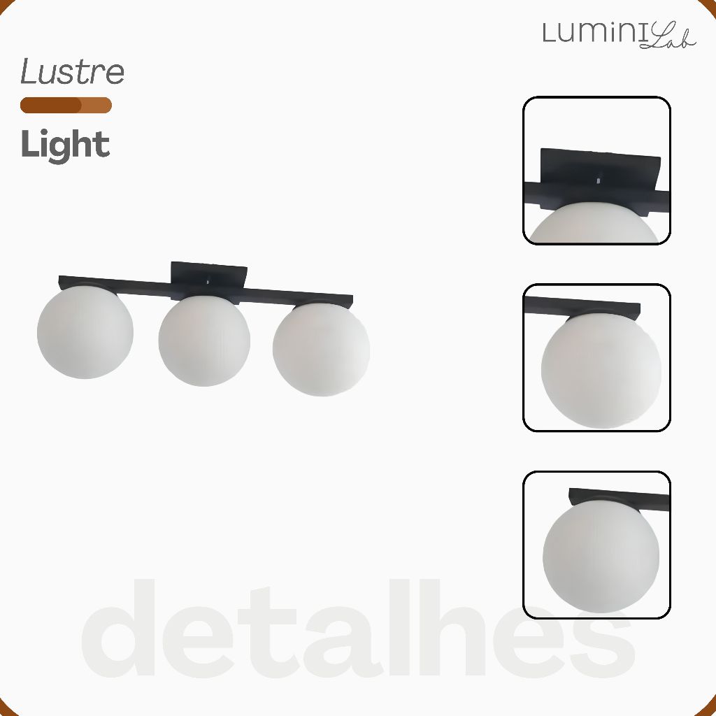Plafon Light Aluminio Teto 3 Luzes G9 D12 Bivolt Lumini Lab