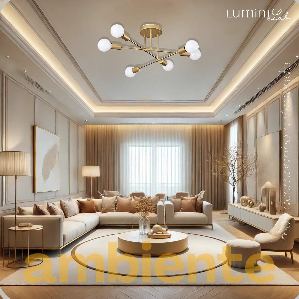 Plafon Premio Aluminio Teto E27 6 Luzes Lumini Lab