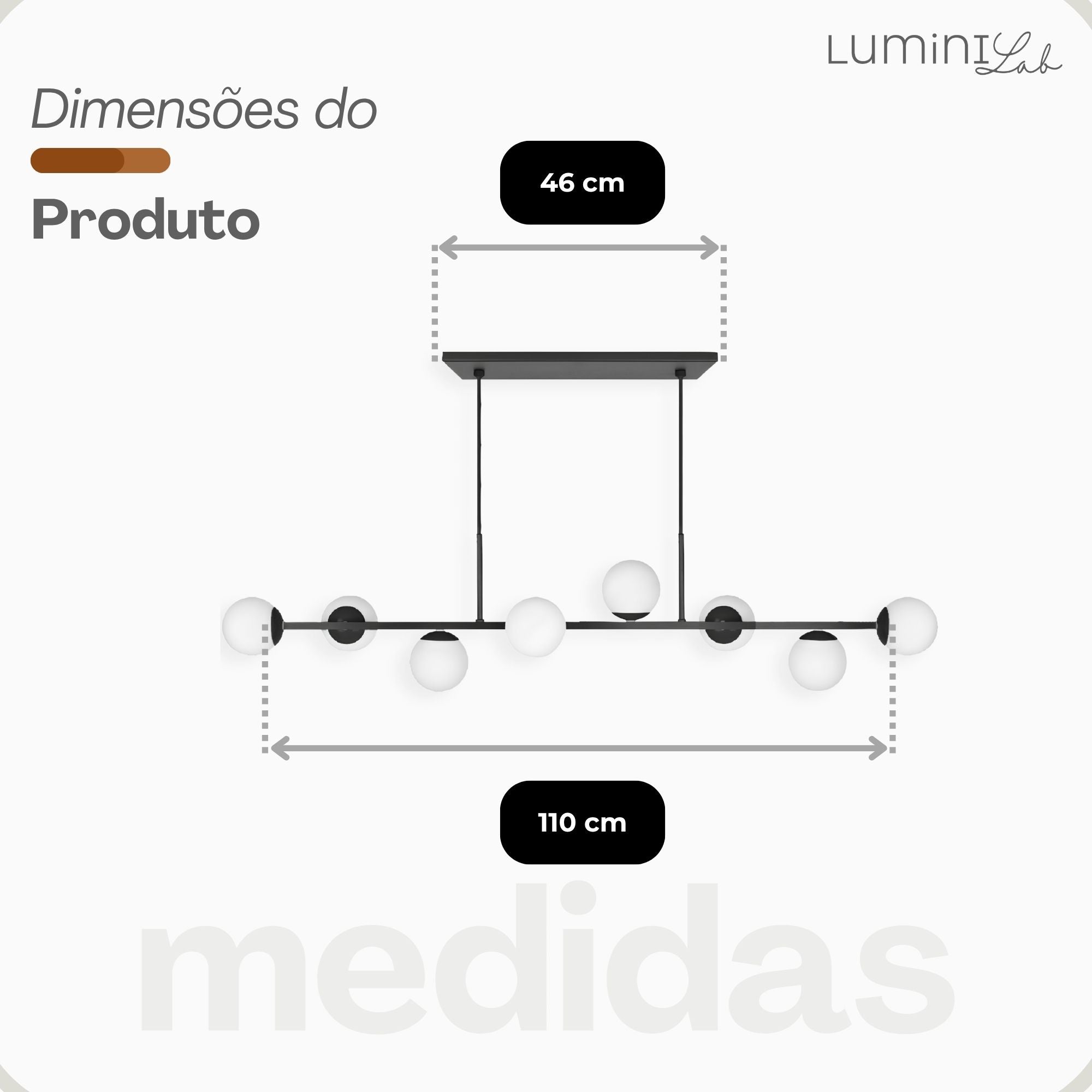 Pendente Bahrein Aluminio D12 Teto G9 8 Luzes Lumini Lab