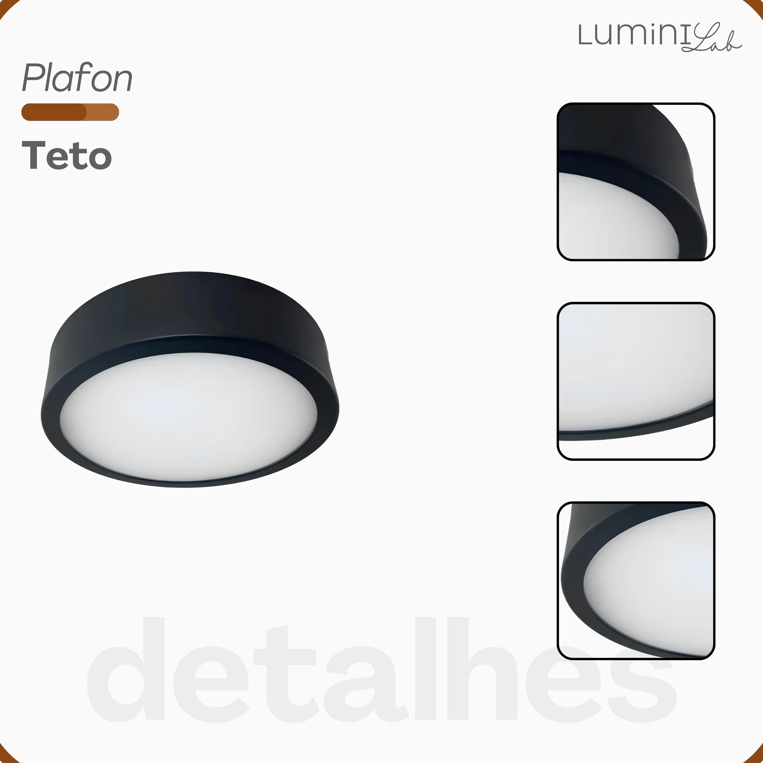 Plafon D250 Aluminio Teto E27 2 Luzes Lumini Lab