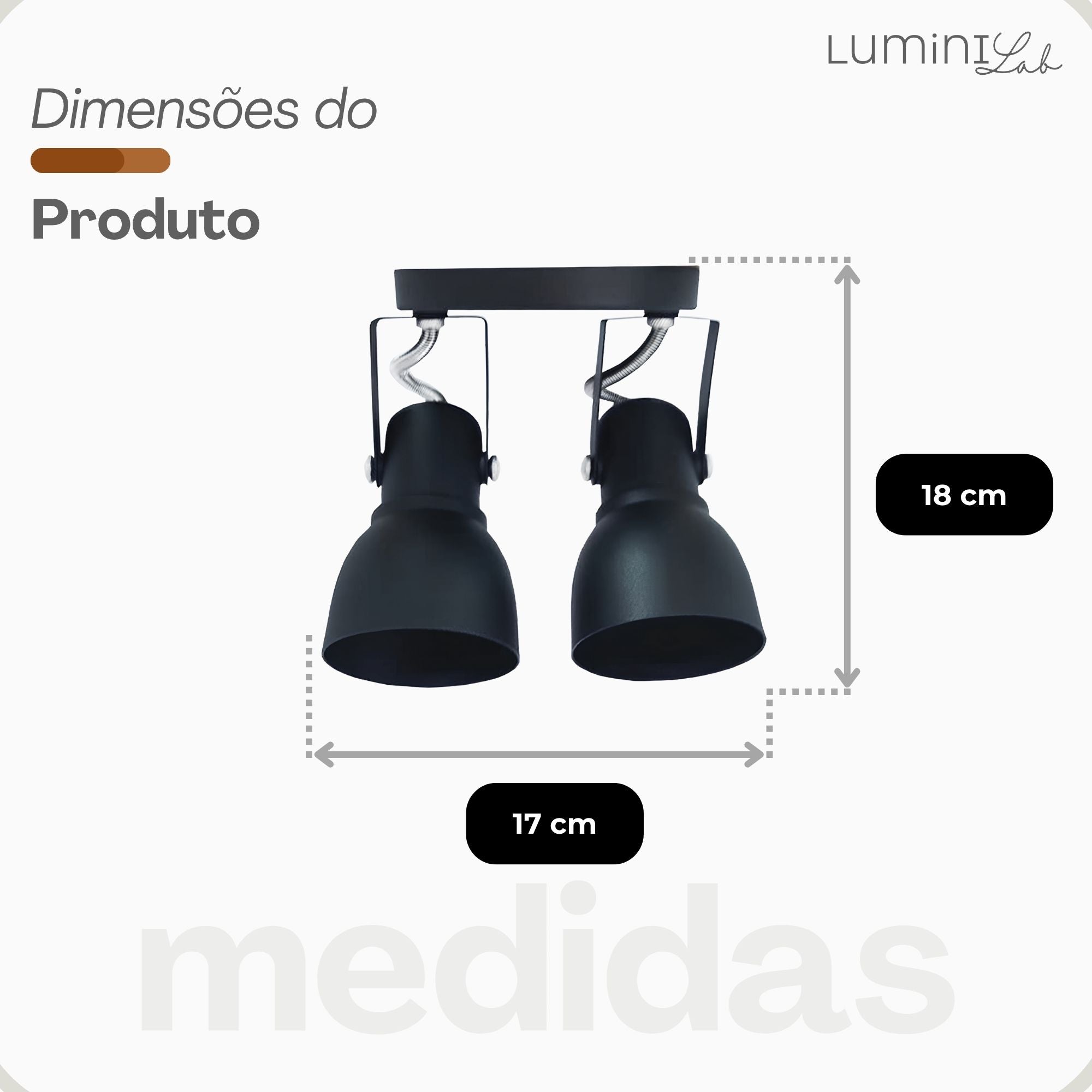 Spot Trilho Popular Aluminio Teto 2 Luzes E27 Bivolt Lumini Lab