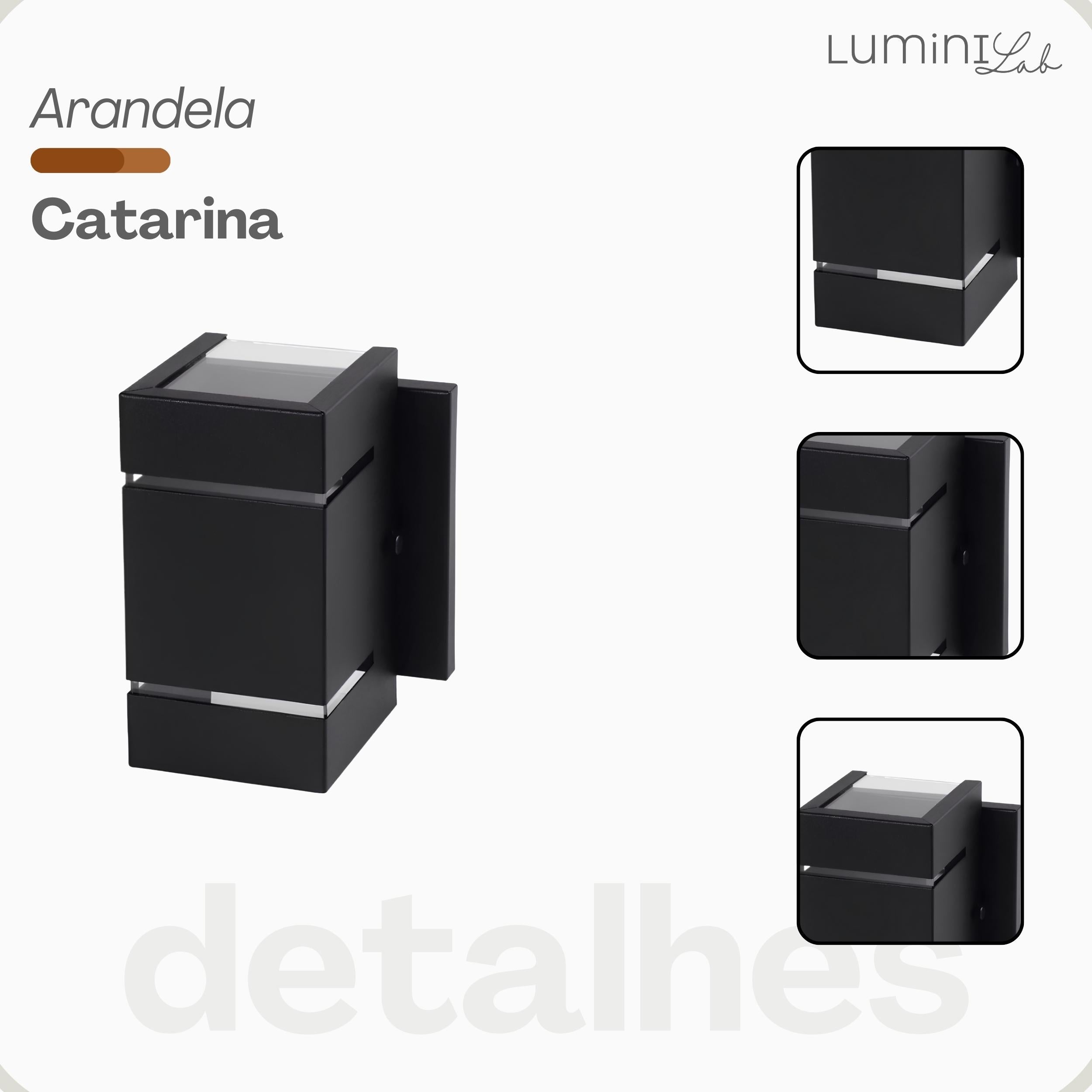 Arandela Catarina Aluminio 2 Fachos 2 Frisos Parede G9 1 Luz Lumini Lab