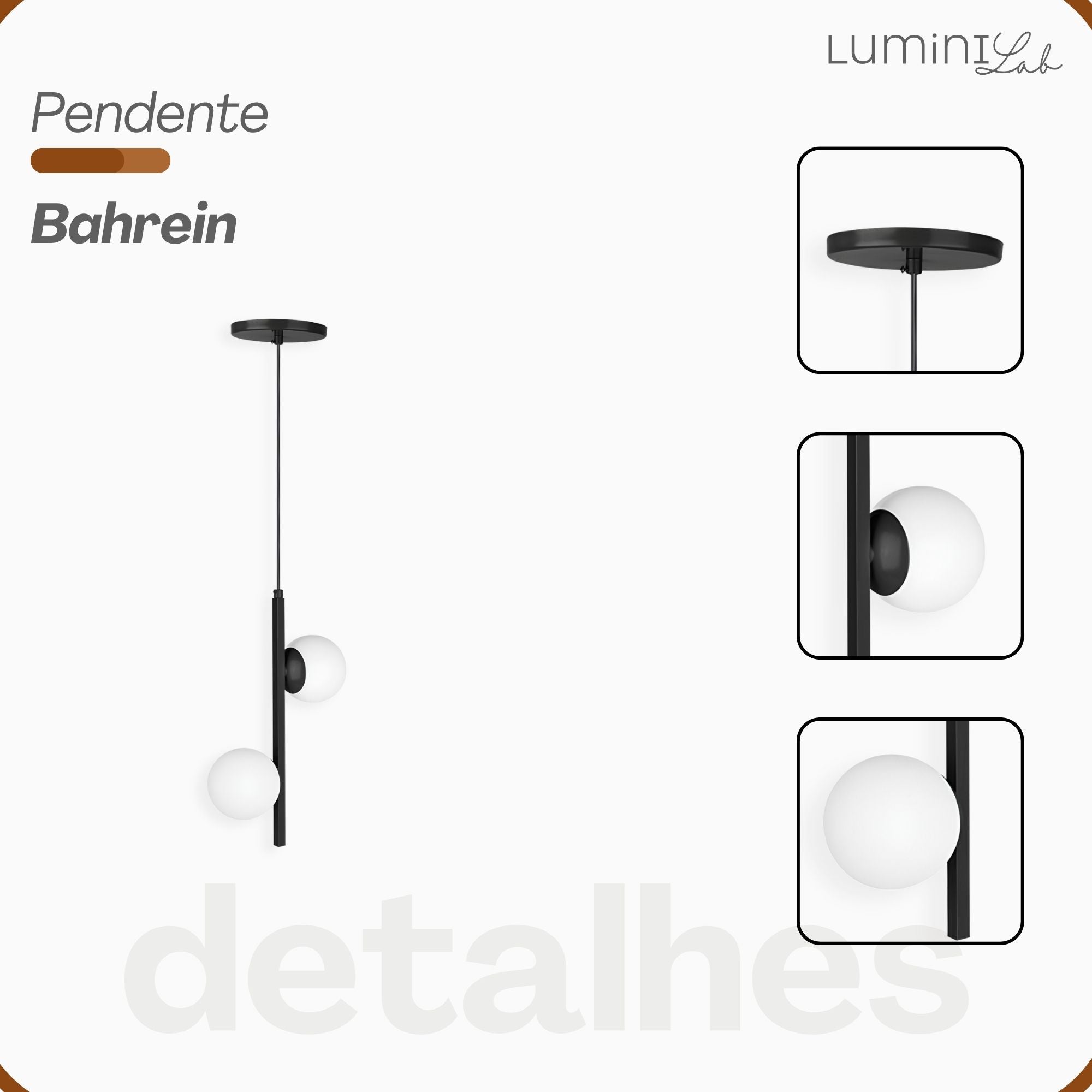 Pendente Bahrein Aluminio Teto Cabo 1 metro 2 Luzes G9 D12 Bivolt Lumini Lab