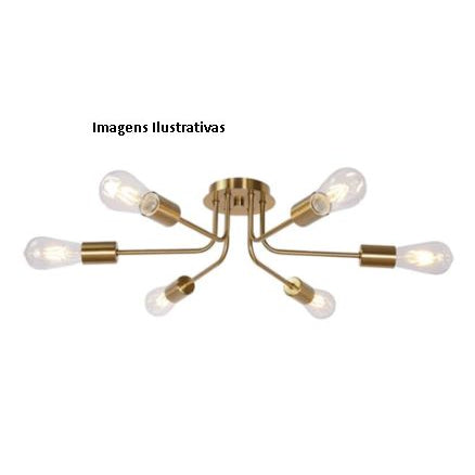 Plafon Aranha Aluminio Teto 6 Luzes E27 Bivolt Lumini Lab