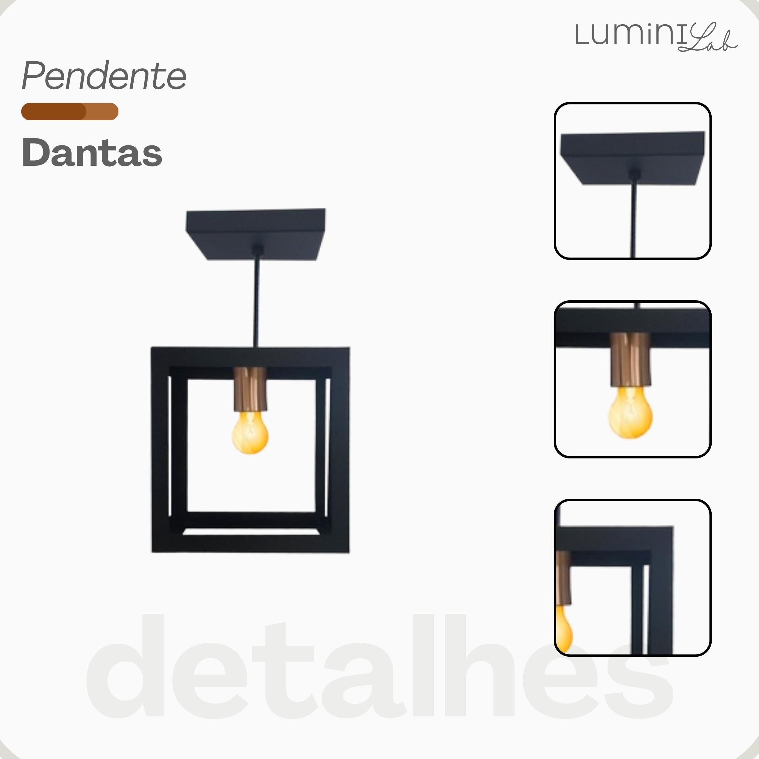 Pendente Dantas Aluminio Teto E27 1 Luz Lumini Lab