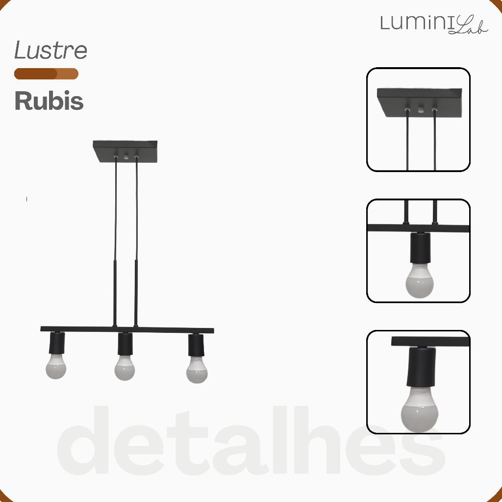 Pendente Rubis Aluminio Teto E27 3 Luzes Lumini Lab