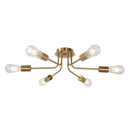 Plafon Aranha Aluminio Teto 6 Luzes E27 Bivolt Lumini Lab