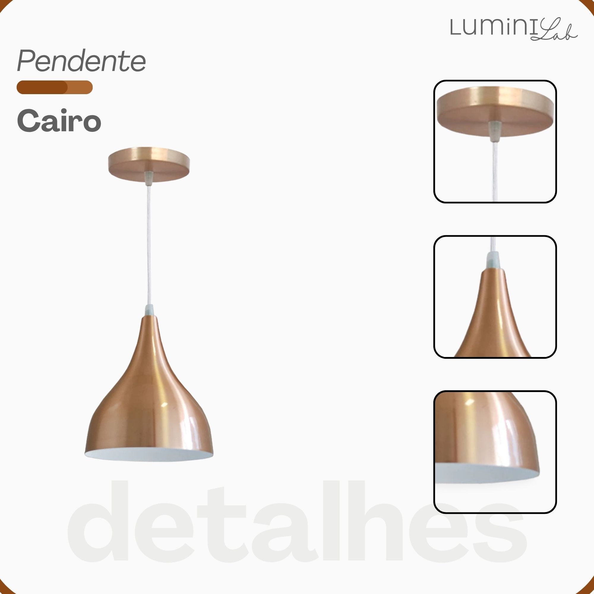 Pendente Cairo Aluminio Teto E27 1 Luz Lumini Lab