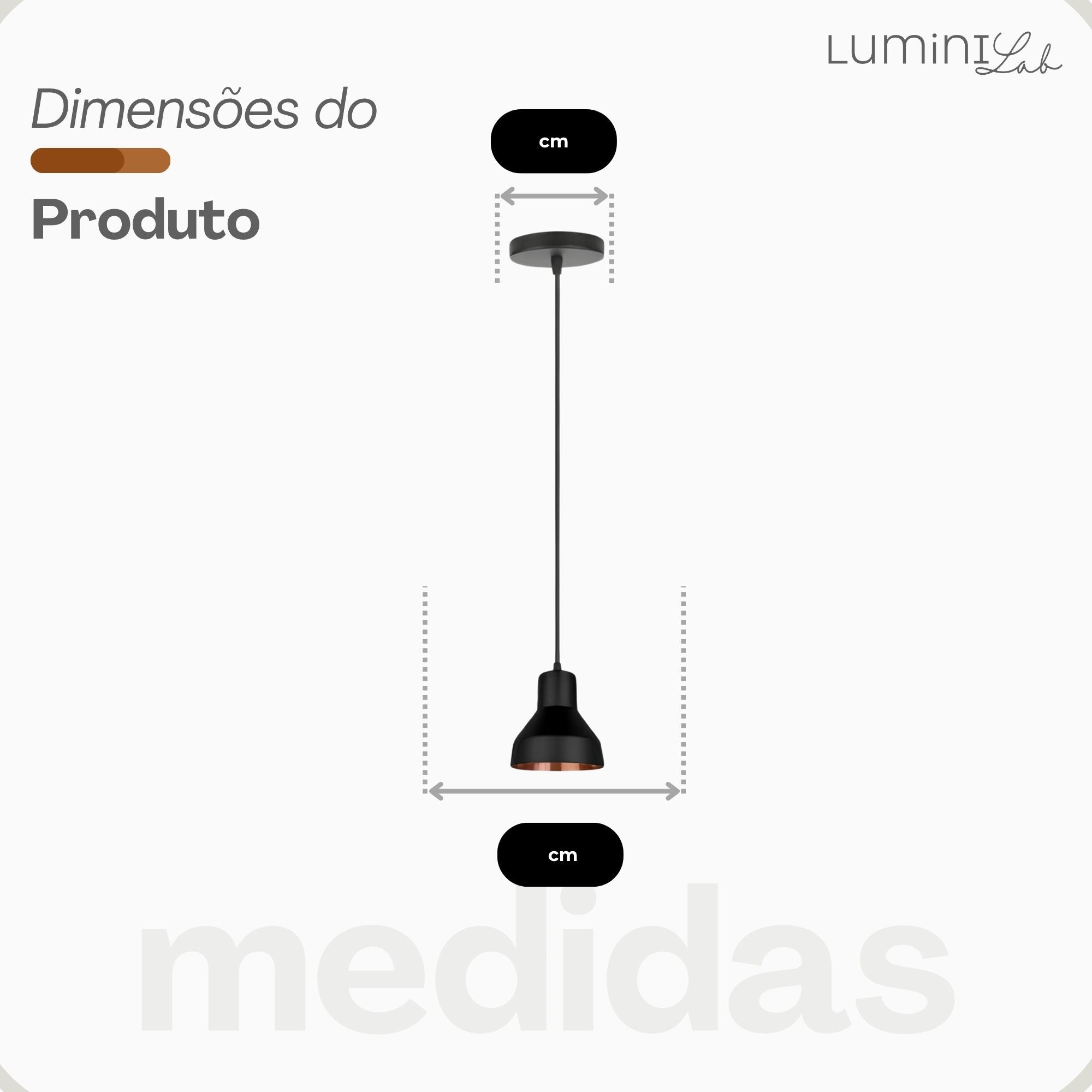Pendente Sino Aluminio Teto E27 1 Luz Lumini Lab