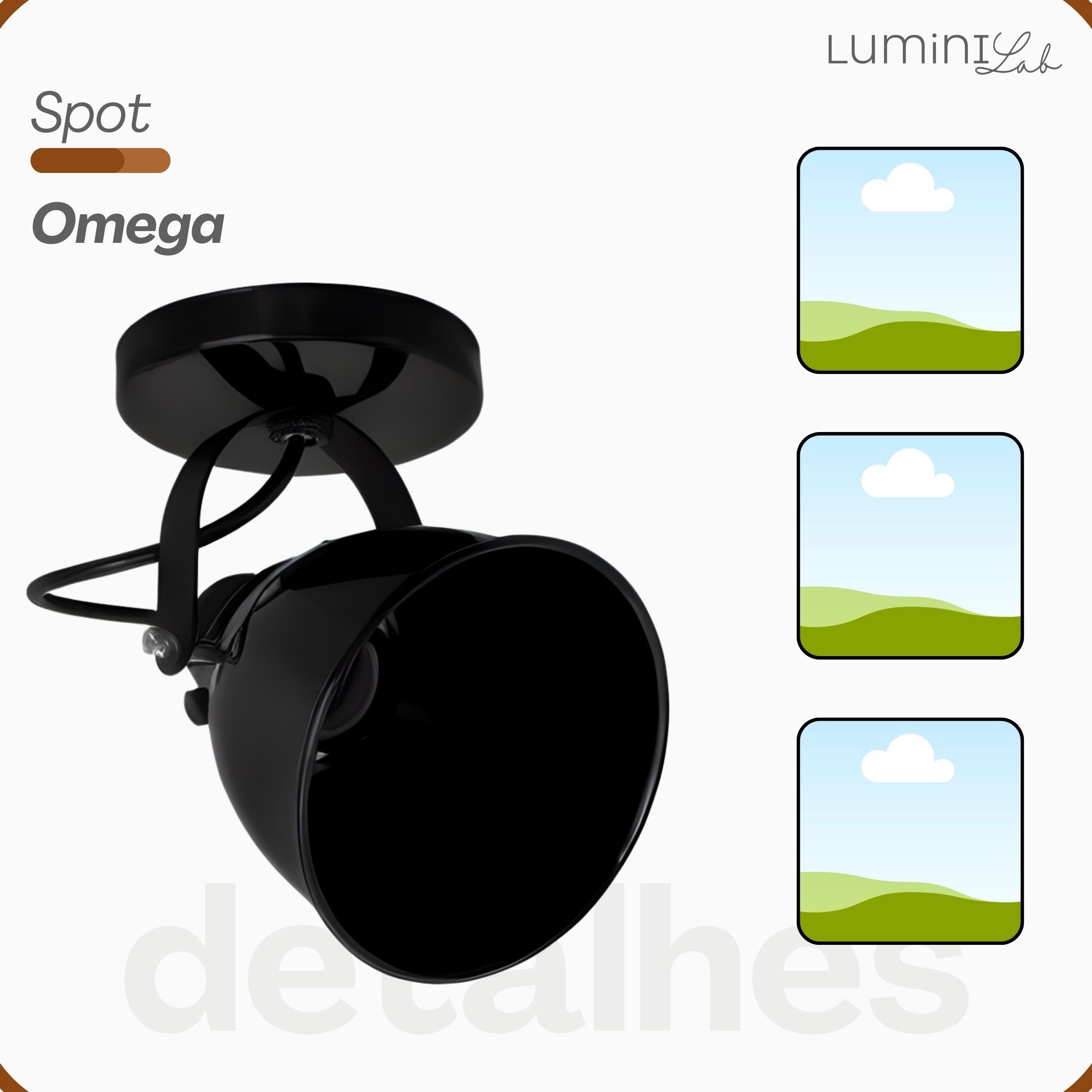 Spot Omega Aluminio Teto 1 Luz E27 Bivolt Lumini Lab