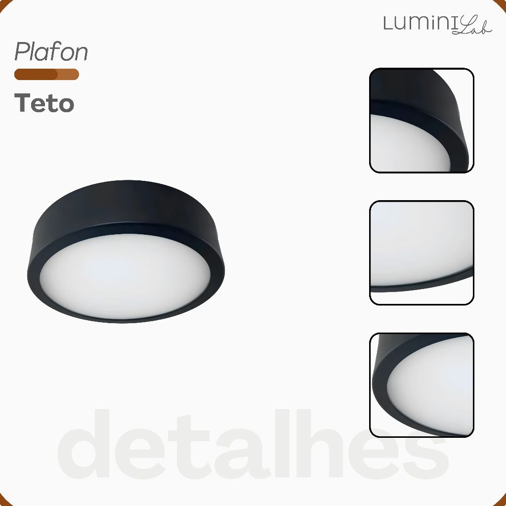 Plafon D200 Aluminio Teto E27 1 Luz Lumini Lab