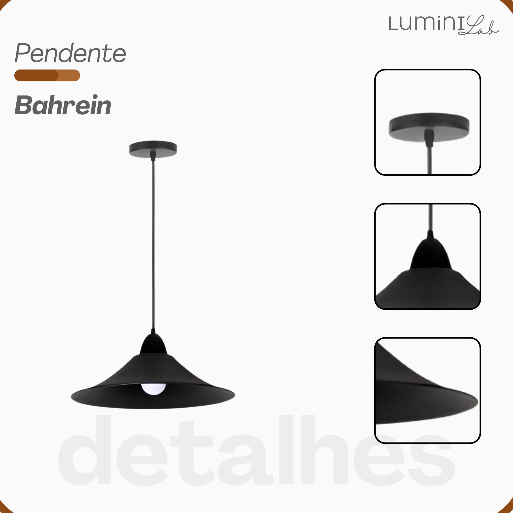 Pendente Bahrein Aluminio Teto E27 1 Luz Lumini Lab